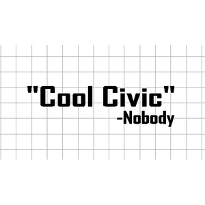 Fast Lane Graphix: Cool Civic -Nobody Sticker,Matte White, stickers, decals, vinyl, custom, car, love, automotive, cheap, cool, Graphics, decal, nice