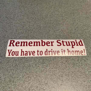 Fast Lane Graphix: Remember Stupid You Have To Drive It Home! Sticker,Burgundy, stickers, decals, vinyl, custom, car, love, automotive, cheap, cool, Graphics, decal, nice