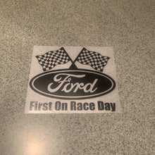 Fast Lane Graphix: Ford, First On Race Day Sticker,Black, stickers, decals, vinyl, custom, car, love, automotive, cheap, cool, Graphics, decal, nice