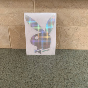 Fast Lane Graphix: Playboy Bunny Sticker,Holographic Plaid Silver Chrome, stickers, decals, vinyl, custom, car, love, automotive, cheap, cool, Graphics, decal, nice