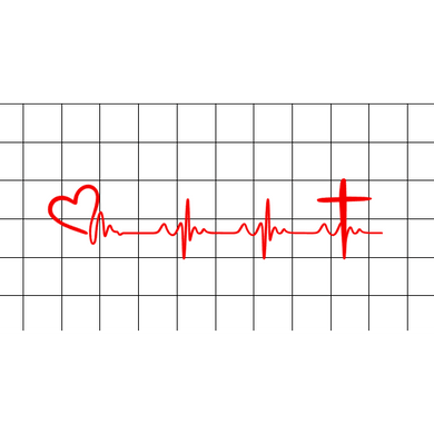 Fast Lane Graphix: Heart And Cross Pulse Sticker,White, stickers, decals, vinyl, custom, car, love, automotive, cheap, cool, Graphics, decal, nice