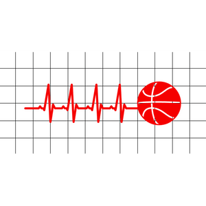 Fast Lane Graphix: Basketball Heartbeat Sticker,White, stickers, decals, vinyl, custom, car, love, automotive, cheap, cool, Graphics, decal, nice