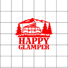 Fast Lane Graphix: Happy Glamper Sticker,Matte White, stickers, decals, vinyl, custom, car, love, automotive, cheap, cool, Graphics, decal, nice