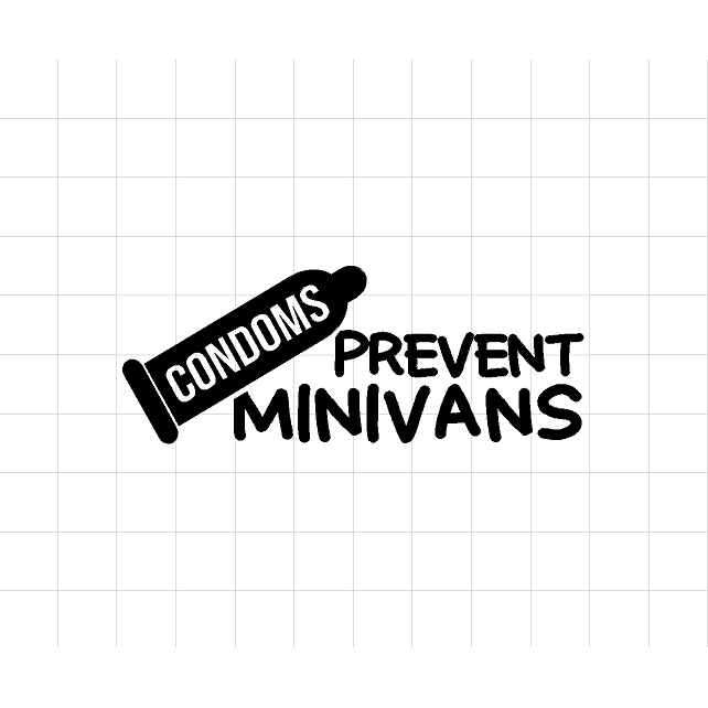 Fast Lane Graphix: Condoms Prevent Minivans Sticker,White, stickers, decals, vinyl, custom, car, love, automotive, cheap, cool, Graphics, decal, nice
