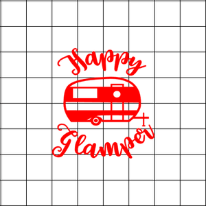 Fast Lane Graphix: Happy Glamper V2 Sticker,White, stickers, decals, vinyl, custom, car, love, automotive, cheap, cool, Graphics, decal, nice