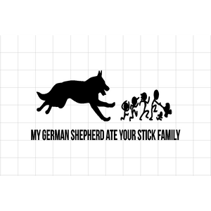 Fast Lane Graphix: My German Shepherd Ate Your Stick Figure Family Sticker,Carbon Fiber, stickers, decals, vinyl, custom, car, love, automotive, cheap, cool, Graphics, decal, nice