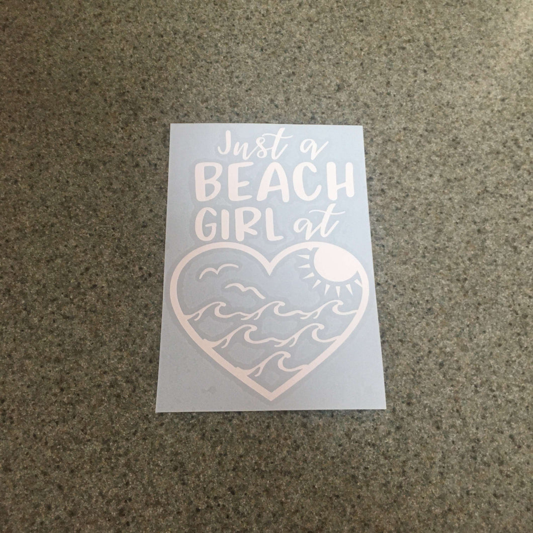 Fast Lane Graphix: Just A Beach Girl At Heart Sticker,White, stickers, decals, vinyl, custom, car, love, automotive, cheap, cool, Graphics, decal, nice
