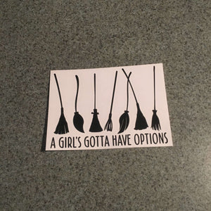 Fast Lane Graphix: A Girl's Gotta Have Options Sticker,Black, stickers, decals, vinyl, custom, car, love, automotive, cheap, cool, Graphics, decal, nice