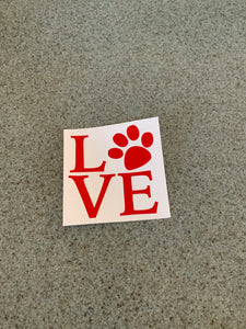 Fast Lane Graphix: Love Sign With Paw Print V1 Sticker,Red, stickers, decals, vinyl, custom, car, love, automotive, cheap, cool, Graphics, decal, nice