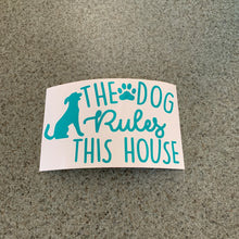 Fast Lane Graphix: The Dog Rules This House Sticker,Turquoise, stickers, decals, vinyl, custom, car, love, automotive, cheap, cool, Graphics, decal, nice