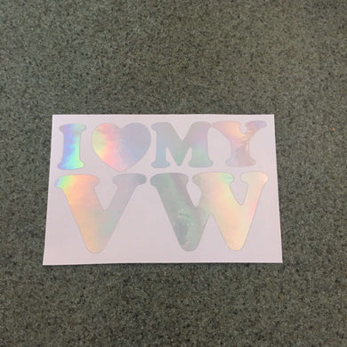 Fast Lane Graphix: I Love My VW Sticker,Holographic Silver Chrome, stickers, decals, vinyl, custom, car, love, automotive, cheap, cool, Graphics, decal, nice