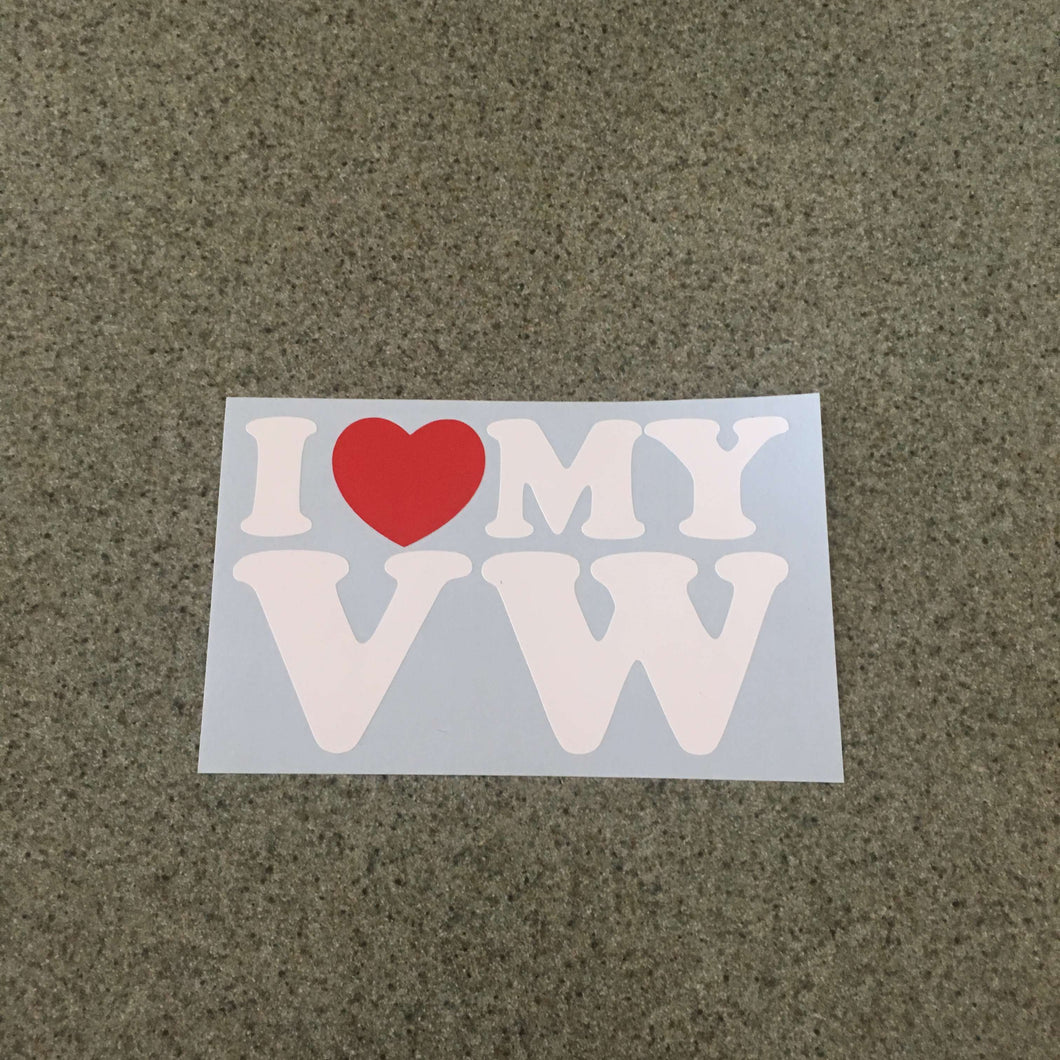 Fast Lane Graphix: I Love My VW With Red Heart Sticker,White, stickers, decals, vinyl, custom, car, love, automotive, cheap, cool, Graphics, decal, nice