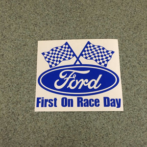Fast Lane Graphix: Ford, First On Race Day Sticker,Brilliant Blue, stickers, decals, vinyl, custom, car, love, automotive, cheap, cool, Graphics, decal, nice