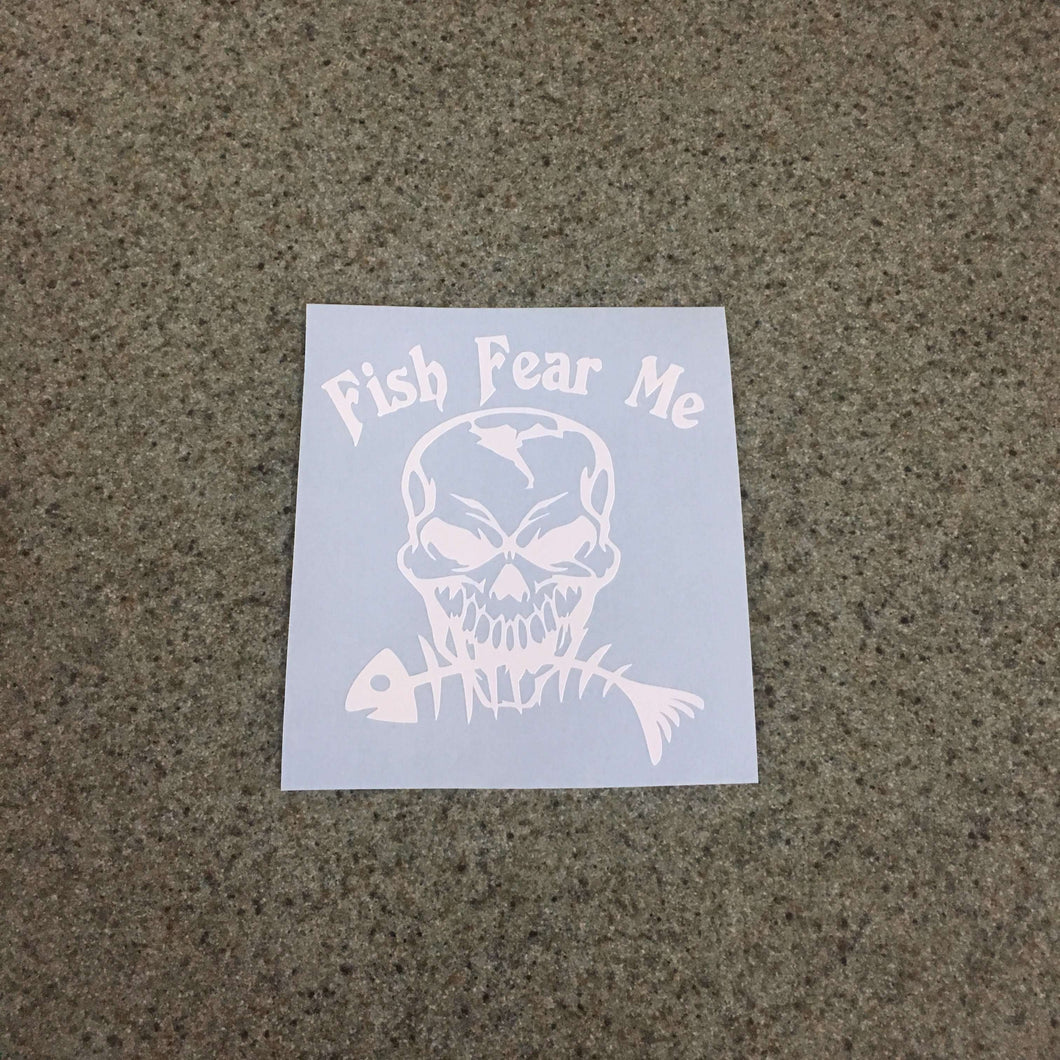 Fast Lane Graphix: Fish Fear Me Skull Sticker,White, stickers, decals, vinyl, custom, car, love, automotive, cheap, cool, Graphics, decal, nice