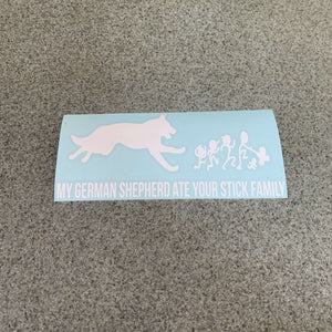 Fast Lane Graphix: My German Shepherd Ate Your Stick Figure Family Sticker,Matte White, stickers, decals, vinyl, custom, car, love, automotive, cheap, cool, Graphics, decal, nice