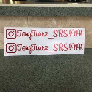 Fast Lane Graphix: Custom Instagram V2 Sticker "your text here",Red Chrome, stickers, decals, vinyl, custom, car, love, automotive, cheap, cool, Graphics, decal, nice