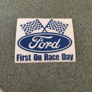Fast Lane Graphix: Ford, First On Race Day Sticker,Blue, stickers, decals, vinyl, custom, car, love, automotive, cheap, cool, Graphics, decal, nice