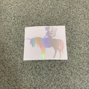 Fast Lane Graphix: Fairy On Her Unicorn Sticker,Holographic Silver Chrome, stickers, decals, vinyl, custom, car, love, automotive, cheap, cool, Graphics, decal, nice