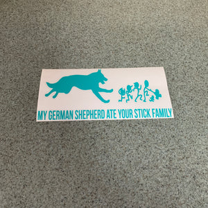Fast Lane Graphix: My German Shepherd Ate Your Stick Figure Family Sticker,Turquoise, stickers, decals, vinyl, custom, car, love, automotive, cheap, cool, Graphics, decal, nice