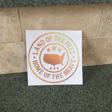 Fast Lane Graphix: Land Of The Free Home Of The Brave Sticker,Holographic Gold Chrome, stickers, decals, vinyl, custom, car, love, automotive, cheap, cool, Graphics, decal, nice