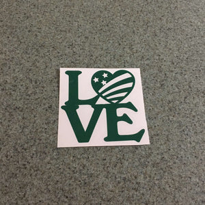 Fast Lane Graphix: Love Sign With Flag Heart Sticker,Forest Green, stickers, decals, vinyl, custom, car, love, automotive, cheap, cool, Graphics, decal, nice