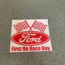 Fast Lane Graphix: Ford, First On Race Day Sticker,Light Red, stickers, decals, vinyl, custom, car, love, automotive, cheap, cool, Graphics, decal, nice