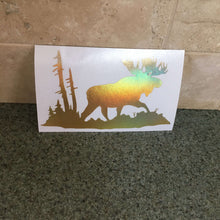 Fast Lane Graphix: Moose In Woods Silhouette Sticker,Holographic Gold Chrome, stickers, decals, vinyl, custom, car, love, automotive, cheap, cool, Graphics, decal, nice