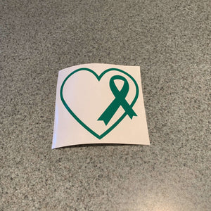 Fast Lane Graphix: Heart With Cancer Ribbon Sticker,Green, stickers, decals, vinyl, custom, car, love, automotive, cheap, cool, Graphics, decal, nice