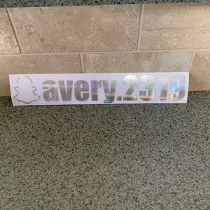 Fast Lane Graphix: Custom Snapchat Name Sticker "your text here",Holographic Plaid Silver Chrome, stickers, decals, vinyl, custom, car, love, automotive, cheap, cool, Graphics, decal, nice