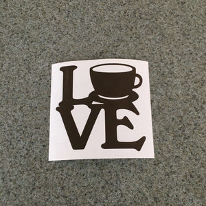 Fast Lane Graphix: Love Sign With Coffee Cup Sticker,Brown, stickers, decals, vinyl, custom, car, love, automotive, cheap, cool, Graphics, decal, nice